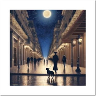 Paseo perruno en la noche Posters and Art